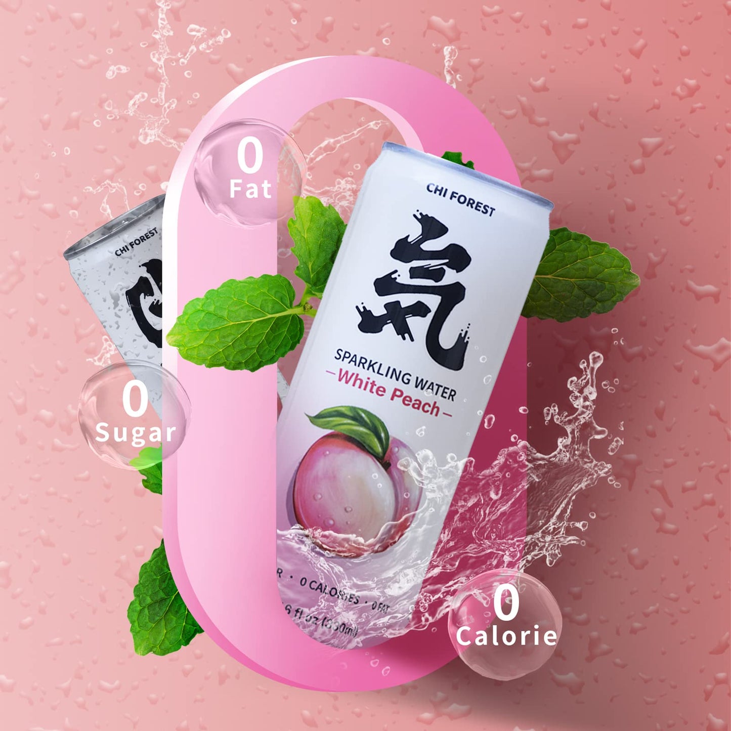 CHI FOREST White Peach Sparkling Water, 0 Calories and 0 Suger Flavored Bubbly Water, 11.16 Fl oz, Pack of 24
