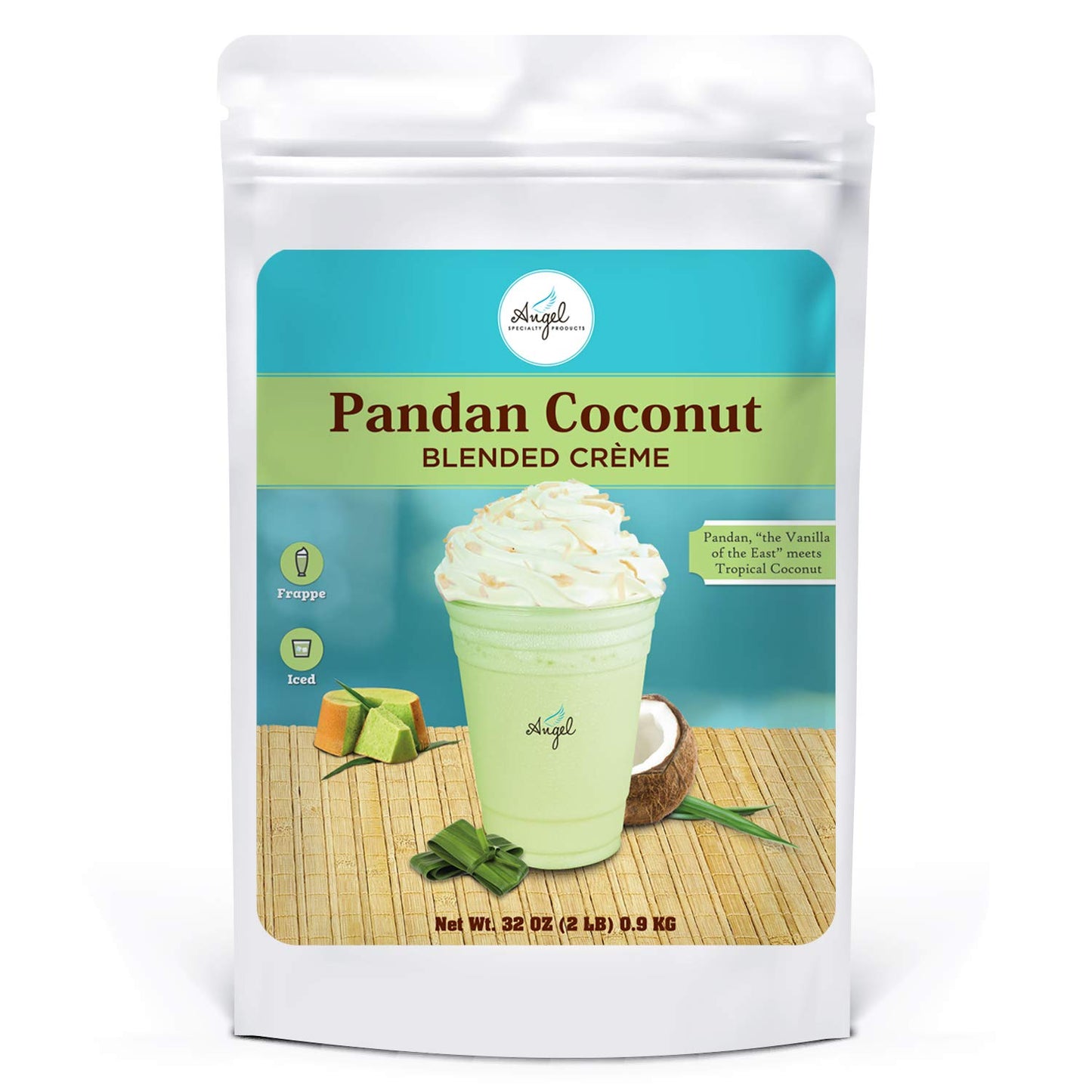 ANGEL SPECIALTY PRODUCTS Pandan Coconut Blended Crème Mix - 2 Pound Pack
