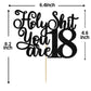 Jenrtvis Happy 18th Birthday Cake Topper, Black Glitter, Paper, Model EM--0286, Fun Cake Decor for 18th Birthday Celebrations