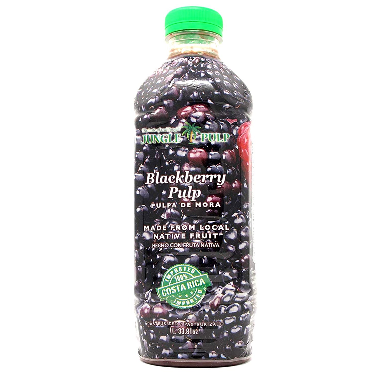 Jungle Pulp Blackberry Puree Mix, Pasteurized Fruit for Cocktails & Desserts, 33.81 Fl Oz (1 Liter)