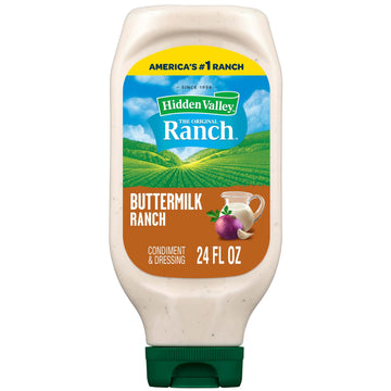Hidden Valley Buttermilk Ranch Condiment and Dressing, Easy Squeeze Bottle, 24 Fl Oz (Package May Vary)