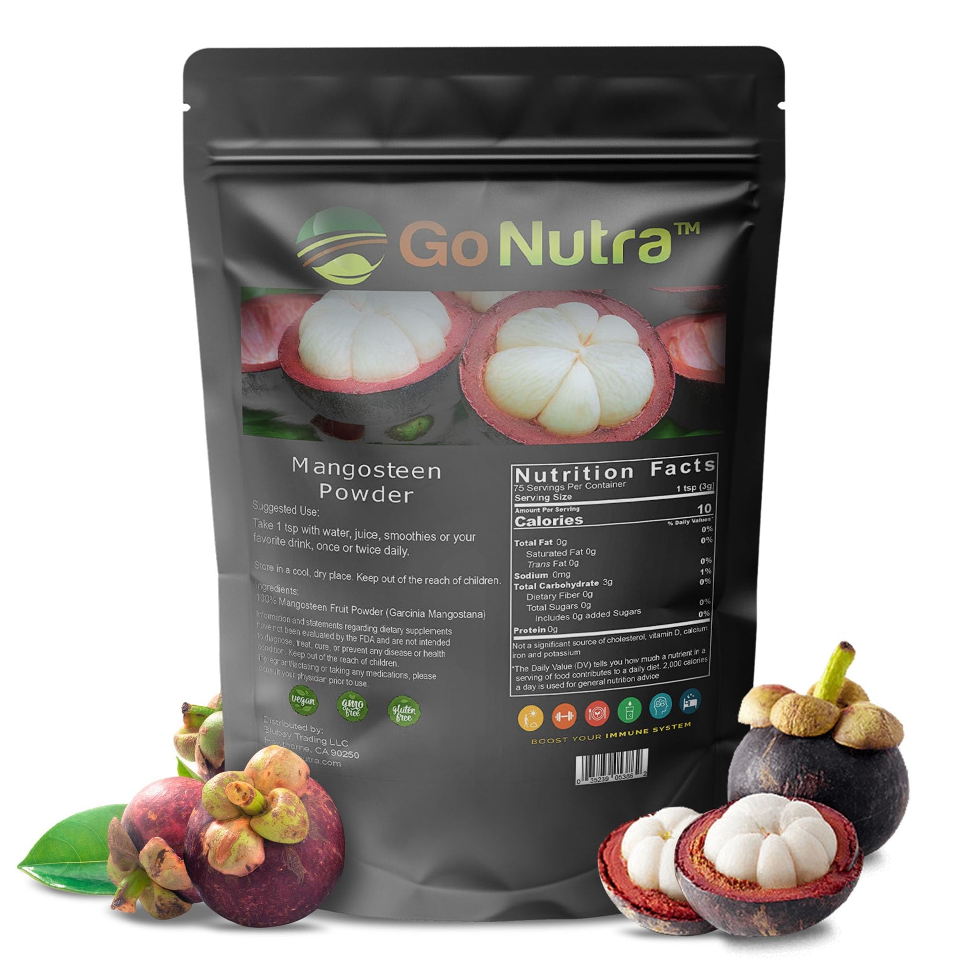 Go Nutra Mangosteen Powder, Antioxidant-Rich Superfood, 16 Ounce, Non-GMO, Vegan