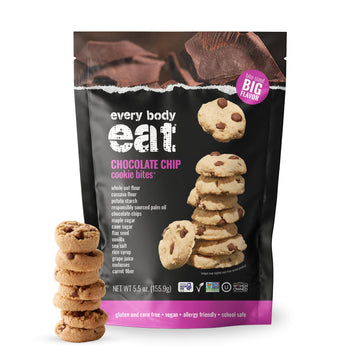 Every Body Eat Crunchy Cookie Bites, Gluten & Dairy Free, Vegan, School Lunch Snacks, (5.5 Ounce (Pack of 3), Chocolate Chip)