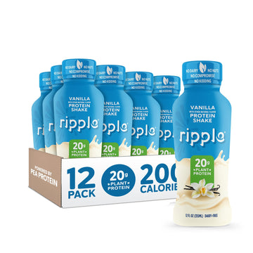 Ripple Vegan Protein Shake | Vanilla | 20G Nutritious Plant Based Pea Protein | Shelf Stable | No Gmos, Soy, Nut, Gluten, Lactos