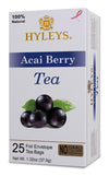 12 Pack Of Hyleys Natural Acai Berry With Green Tea - 25 Tea Bags - (100% Natural, Sugar Free, Gluten Free And Non-GMO)