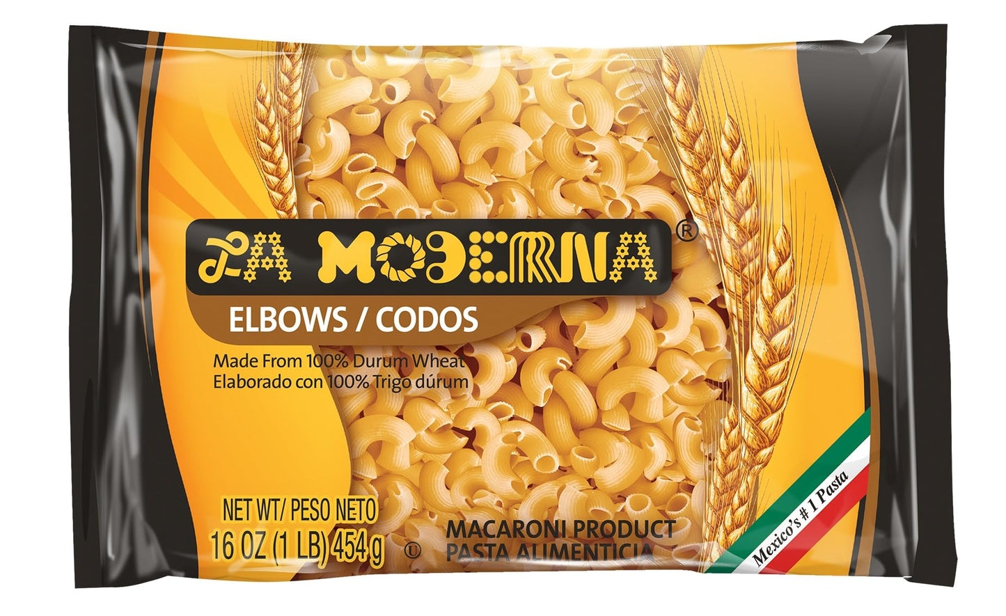 La Moderna, Codos, Pasta, Hecha Con Sémola De Trigo Durum, Enriquecida Con Vitaminas Y Hierro, 16 Oz