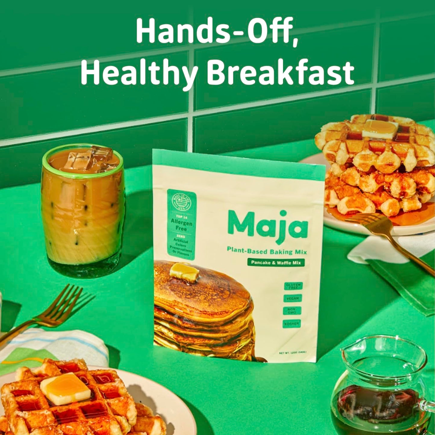 Maja Plant-Based Pancake Mix - Pack Of 2 I Gluten Free Waffle Mix, 2 X 10 Vegan Pancakes, Easy To Make Waffle Batter For Cooking