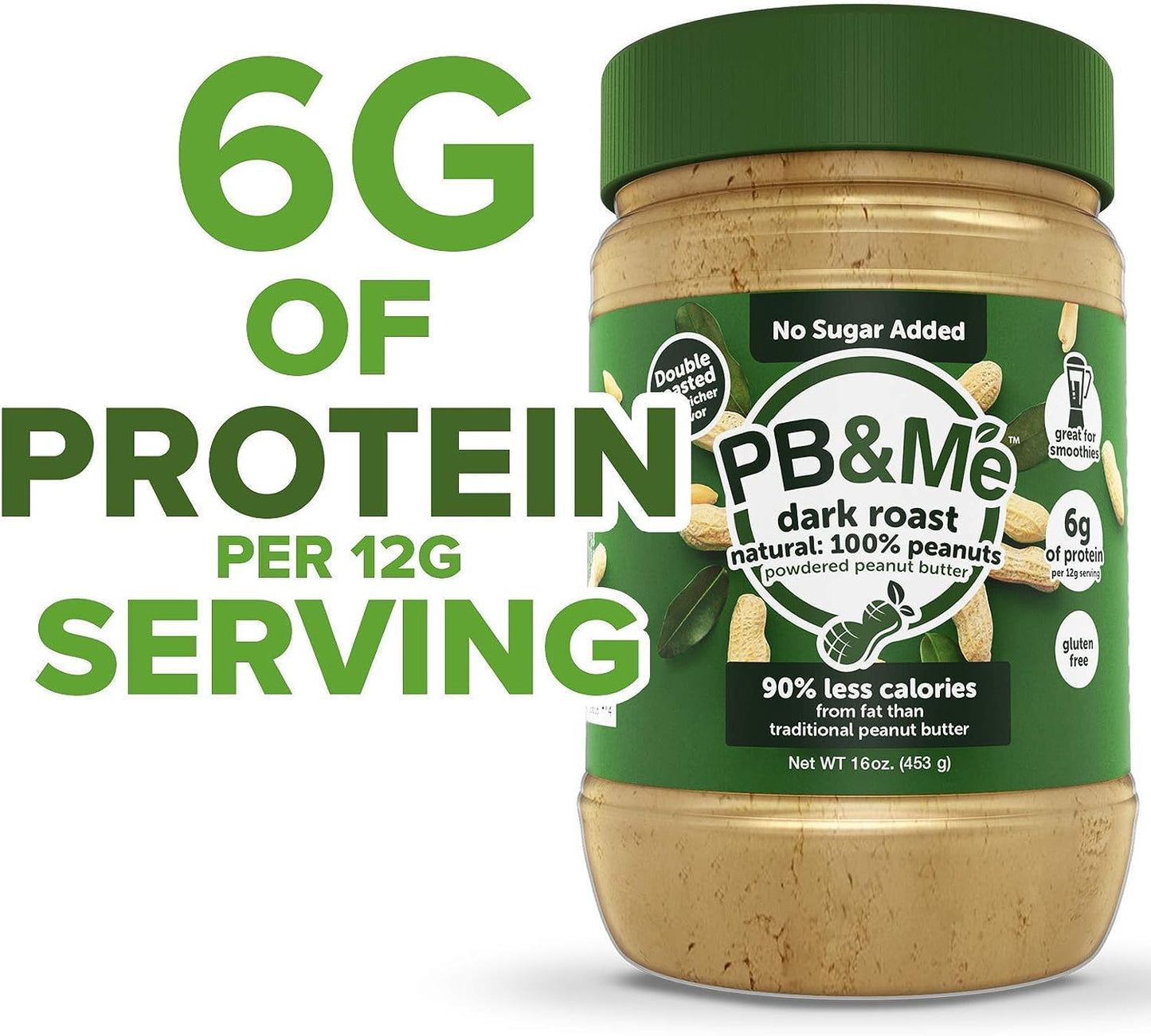 PB&Me Natural Powdered Peanut Butter - Gluten Free, High Protein, Less Calorie Peanut Butter for Smoothie And Protein Shake Add