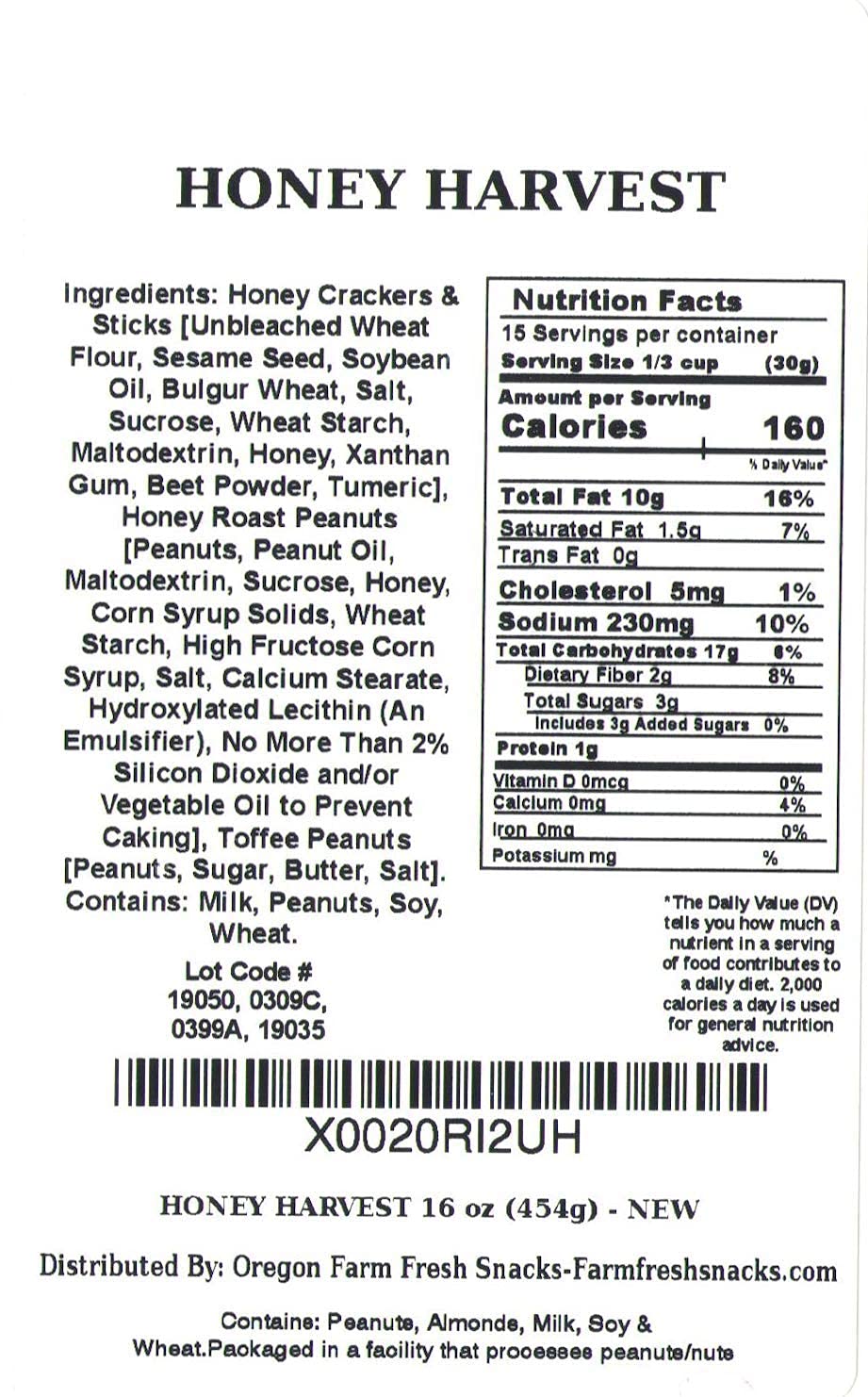 Oregon Farm Fresh Snacks Honey Roasted Mixed Nuts Snack Mix - Locally Made Honey Roasted Peanuts, Toffee Peanuts & Sesame Sticks
