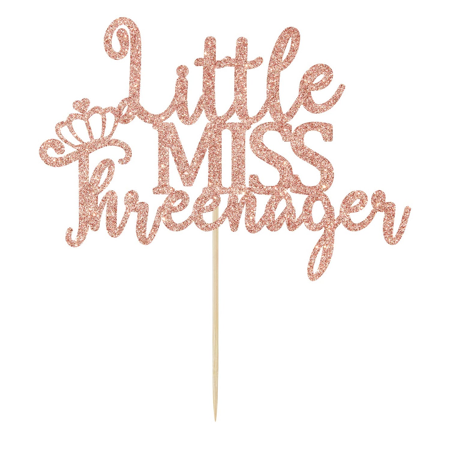 Colorfulparty Rose Gold Little Miss Threenager Cake Topper - Happy 3Rd Birthday Cake Decor - Cheers To 3 Years, Girls 3Rd Birthd