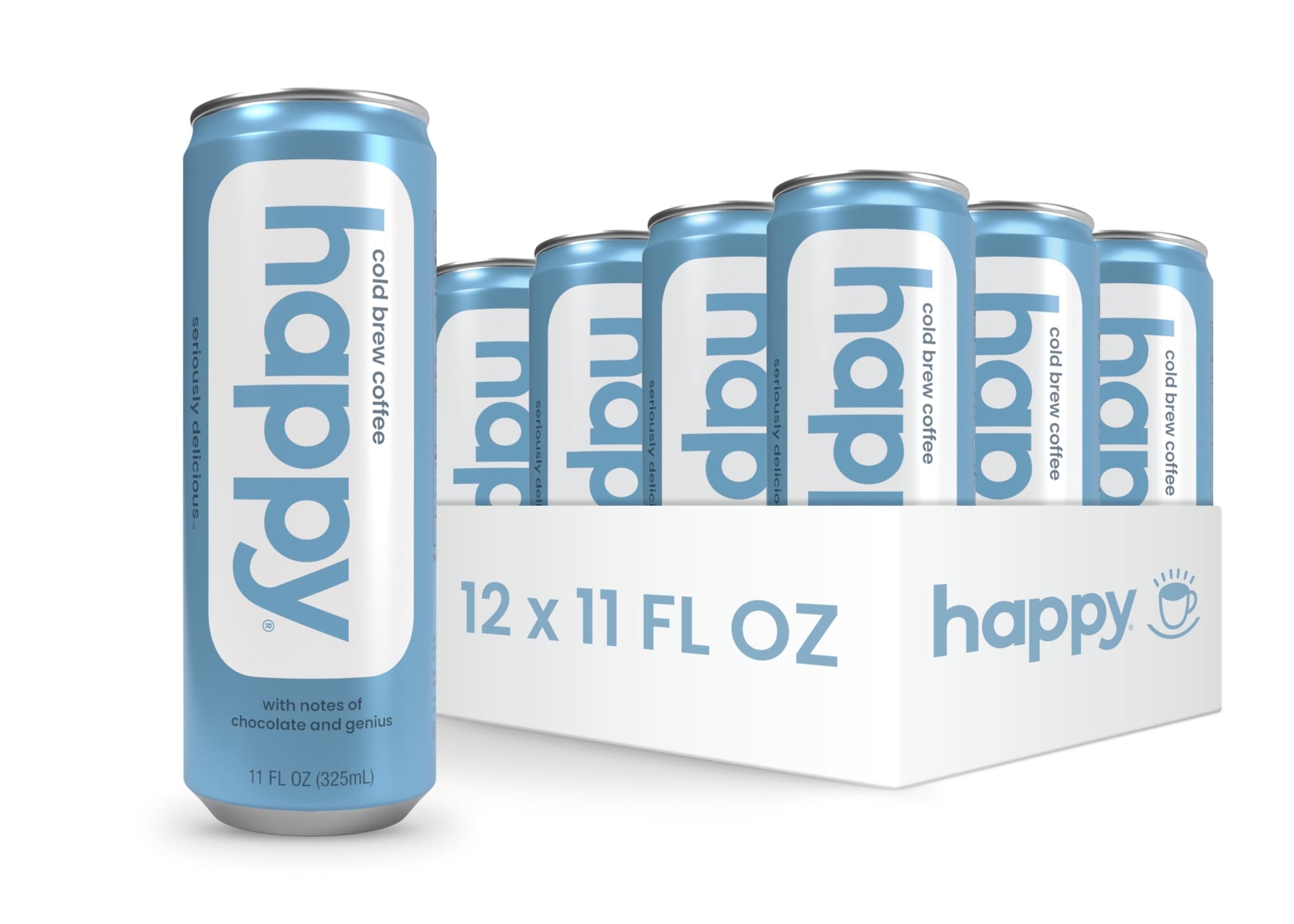 We Are Happy Cold Brew Coffee, 100% Arabica Beans, 11 oz Cans, 12 Pack, Notes of Chocolate, No Artificial Flavors