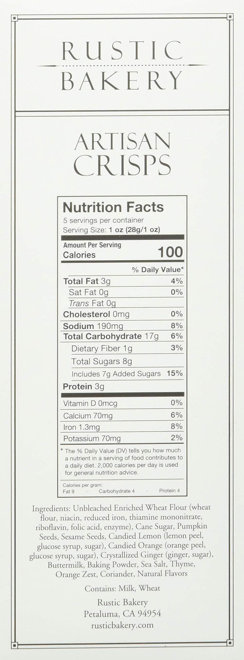 Rustic Bakery, Citrus, Ginger & Thyme Crisps, 5 Ounce