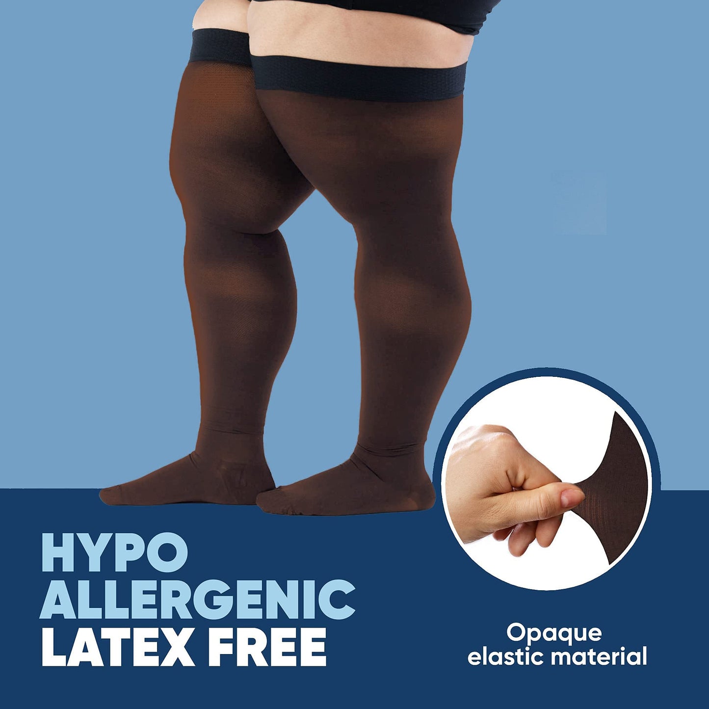 7Xl Plus Size Compression Thigh Hi Socks For Men 20-30 Mmhg With Grip Top - Mens Graduated Compression Stockings Hose For Improv