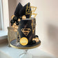 Memovan 26Pcs Man Cake Topper Black Boho Cake Topper Black Gold Balls Palm Leaves Black Gold Cake Decorations For Man Boy Bohemi