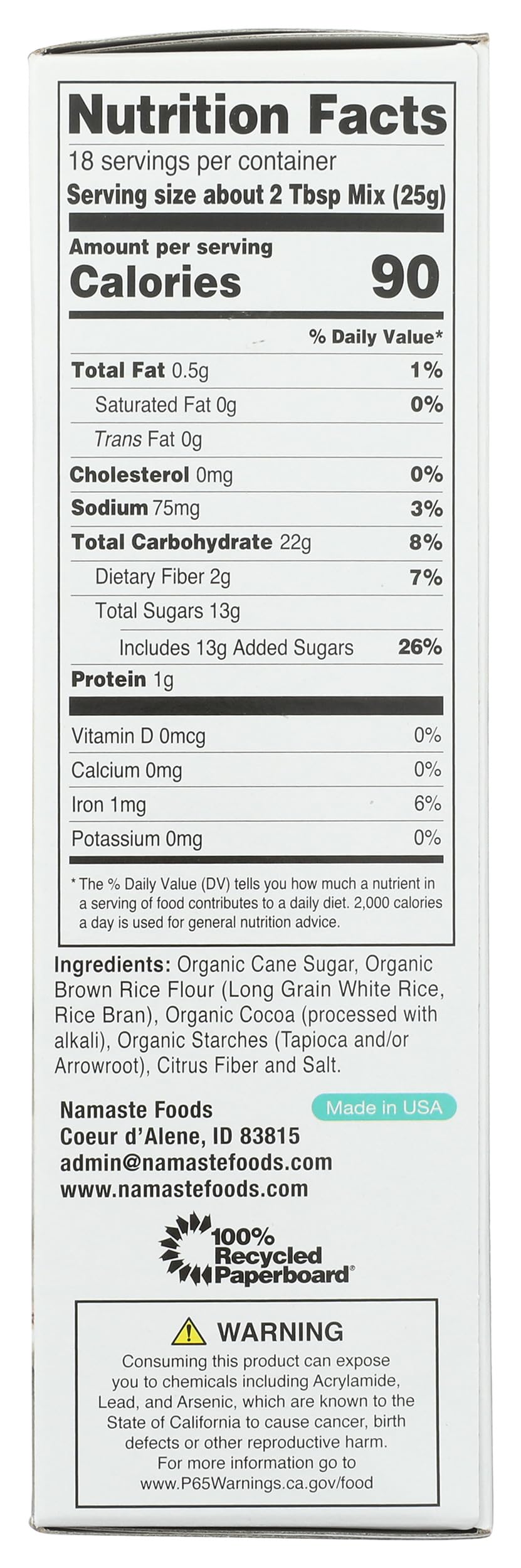 Namaste Foods Gluten Free Organic Dark Chocolate Brownie Mix, 16 Oz