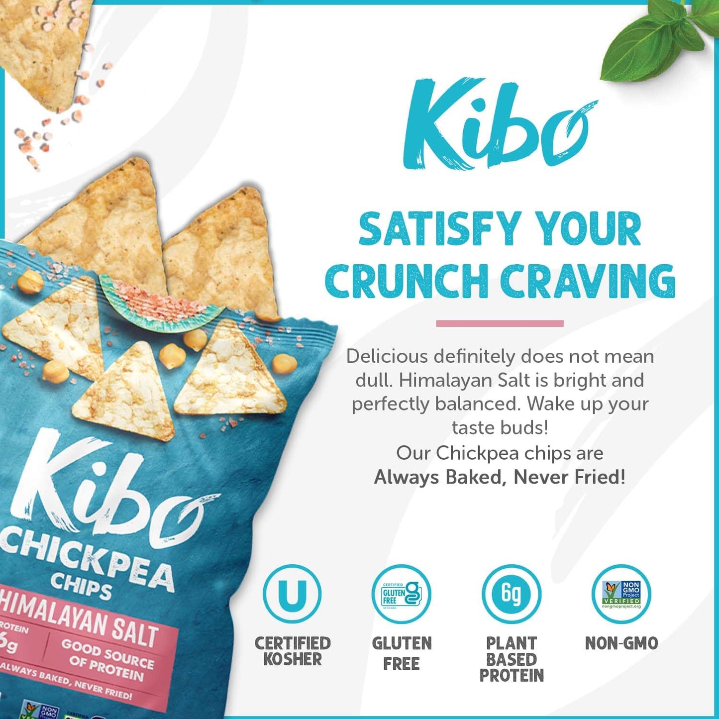 Kibo Chickpea Chips Himalayan Salt - Gluten-Free, Plant-Based, High Protein-Fiber Non-GMO, Vegan, Made with Real Veggies - 1 oz,