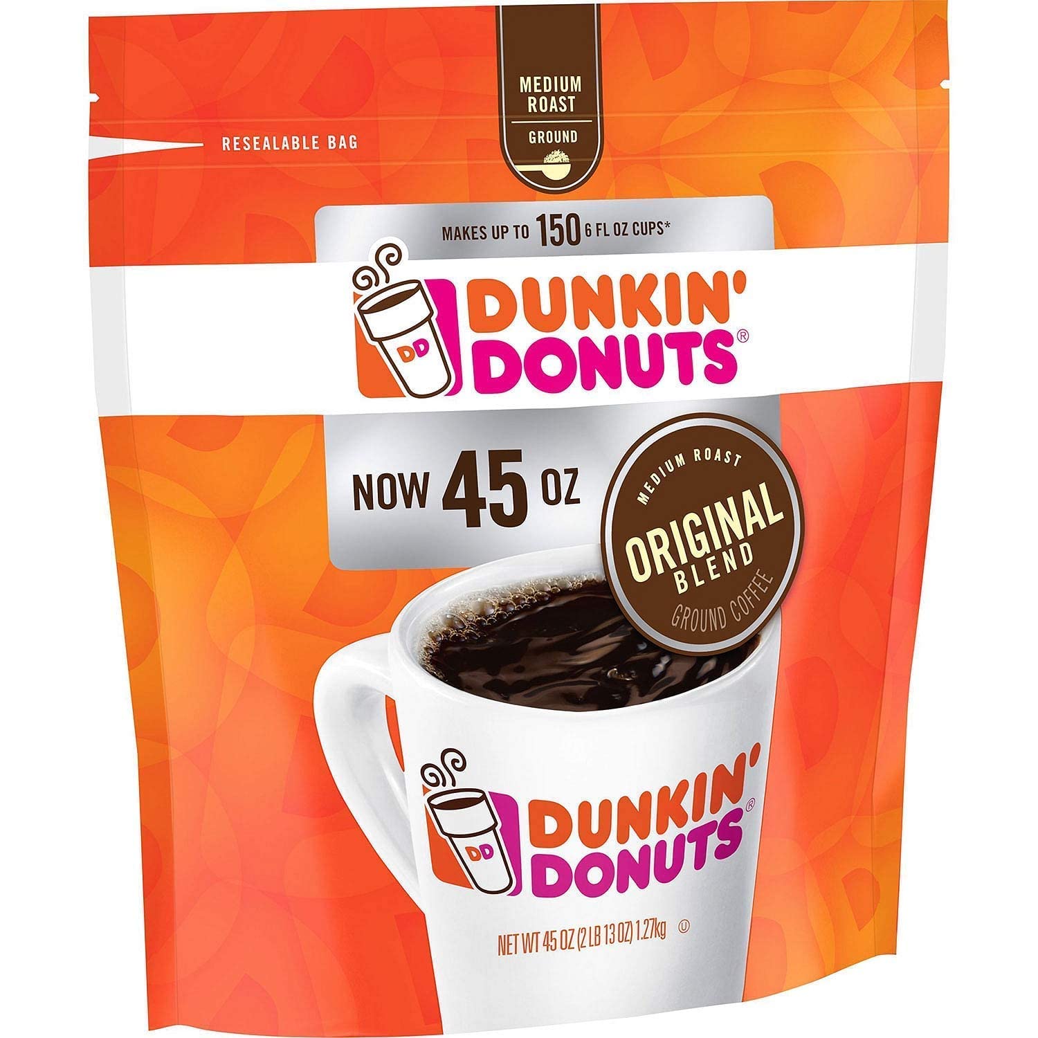 Dunkin' Donuts Original Blend Ground Coffee, Medium Roast (45 Oz.) - Pack Of 3