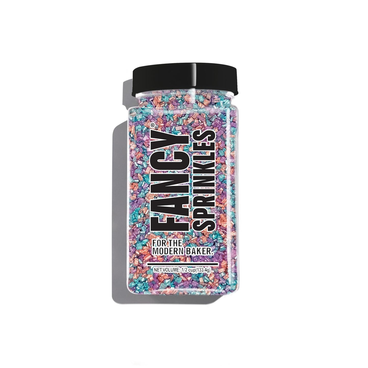 Fancy Sprinkles Opal Rain Fancy Sugar Pearlescent Peach, Lavender, and Pale Blue Sugar Crystals Flecked Silver Mini Edible Glitt