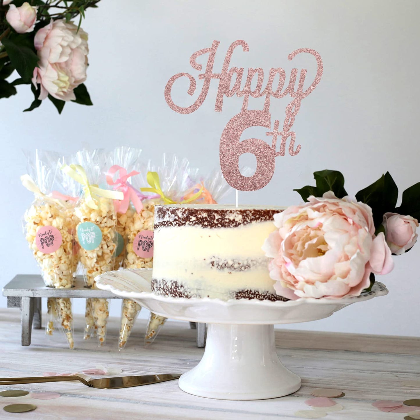 Lingteer Happy 6Th Birthday Cake Topper - Cheers To 6Th Birthday Six Years Old Birthday Party Cake Decorations Sign.