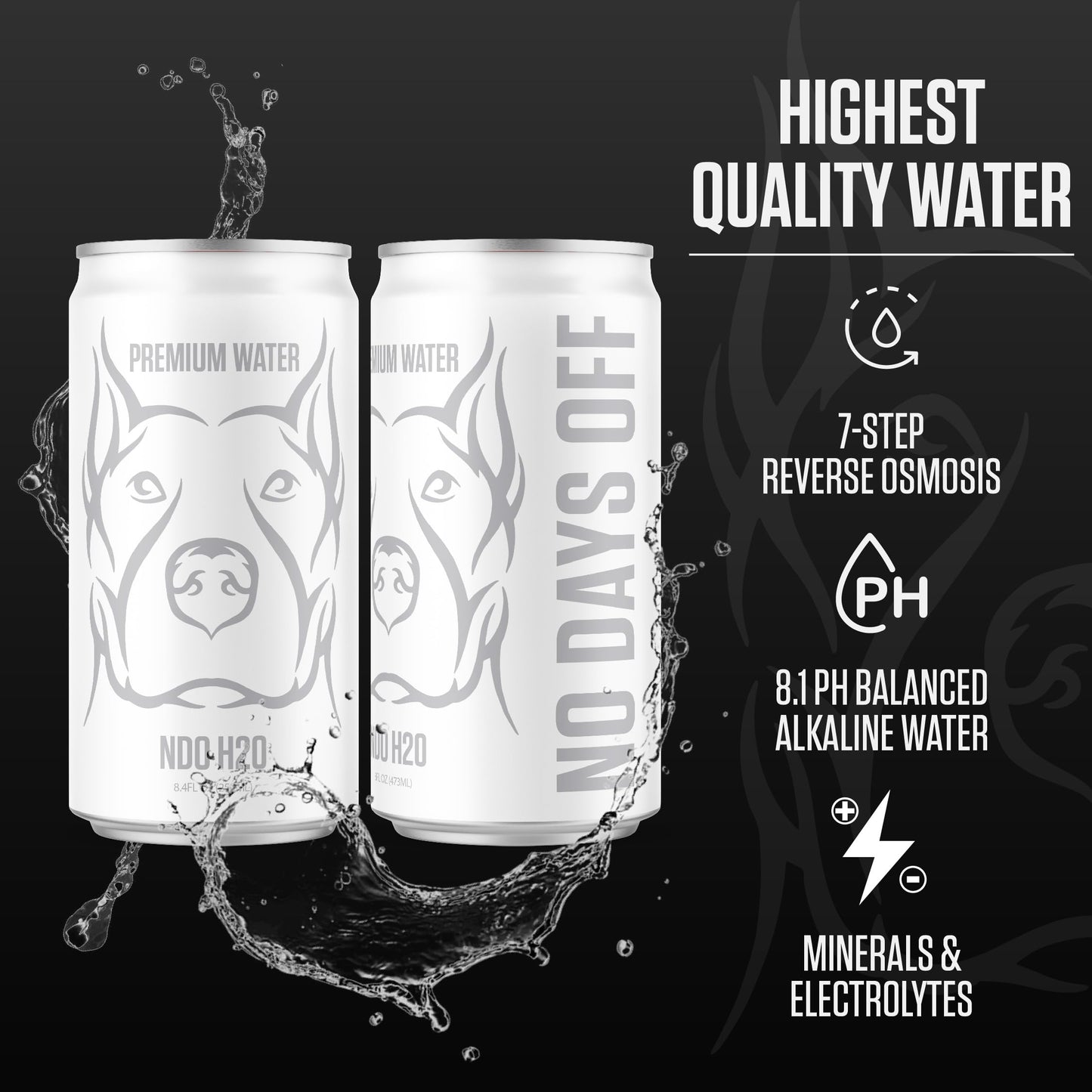 No Days Off Enhanced Water - 24 Pack, 8.4 Fl Oz, Still - 8.1 Ph Alkaline Water, Ultra-Purified Reverse Osmosis With Electrolytes & Minerals - Calcium, Magnesium, Potassium - On-The-Go And Bulk Size