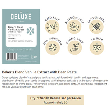 Deluxe Fine Foods 128 oz Vanilla Bean Paste - Bakers Blend Extract, Made with Real Vanilla Beans, Perfect for Baking & Cooking