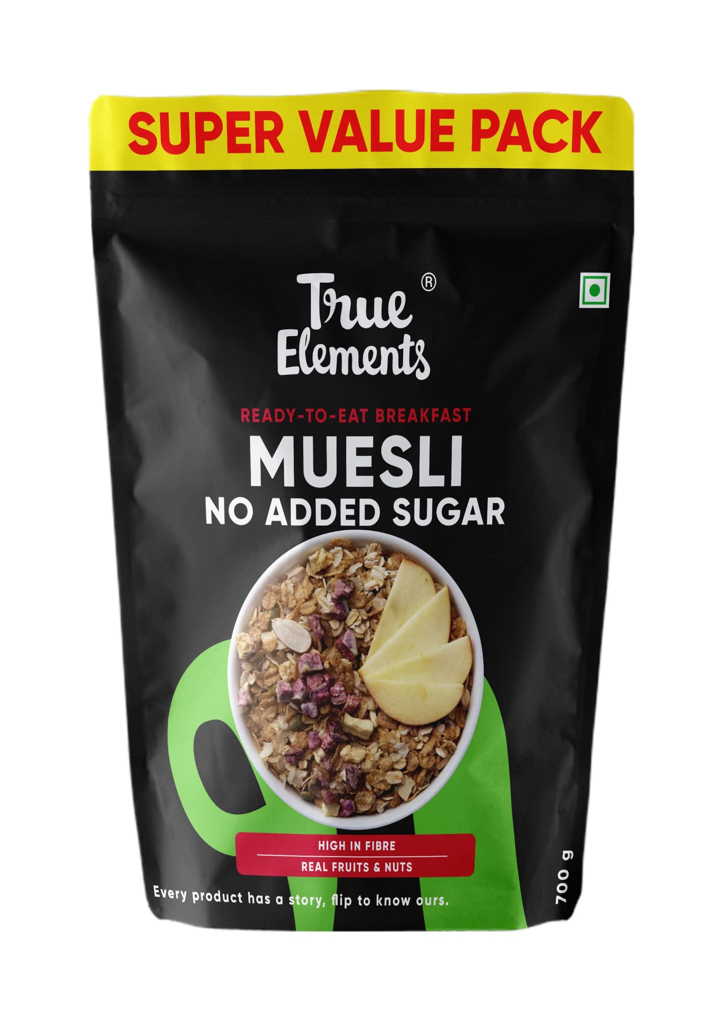 True Elements Muesli No Added Sugar 700g - High Protein | Sugar Free Muesli | Diet Food for Weight Management | Rich in Fibre | 