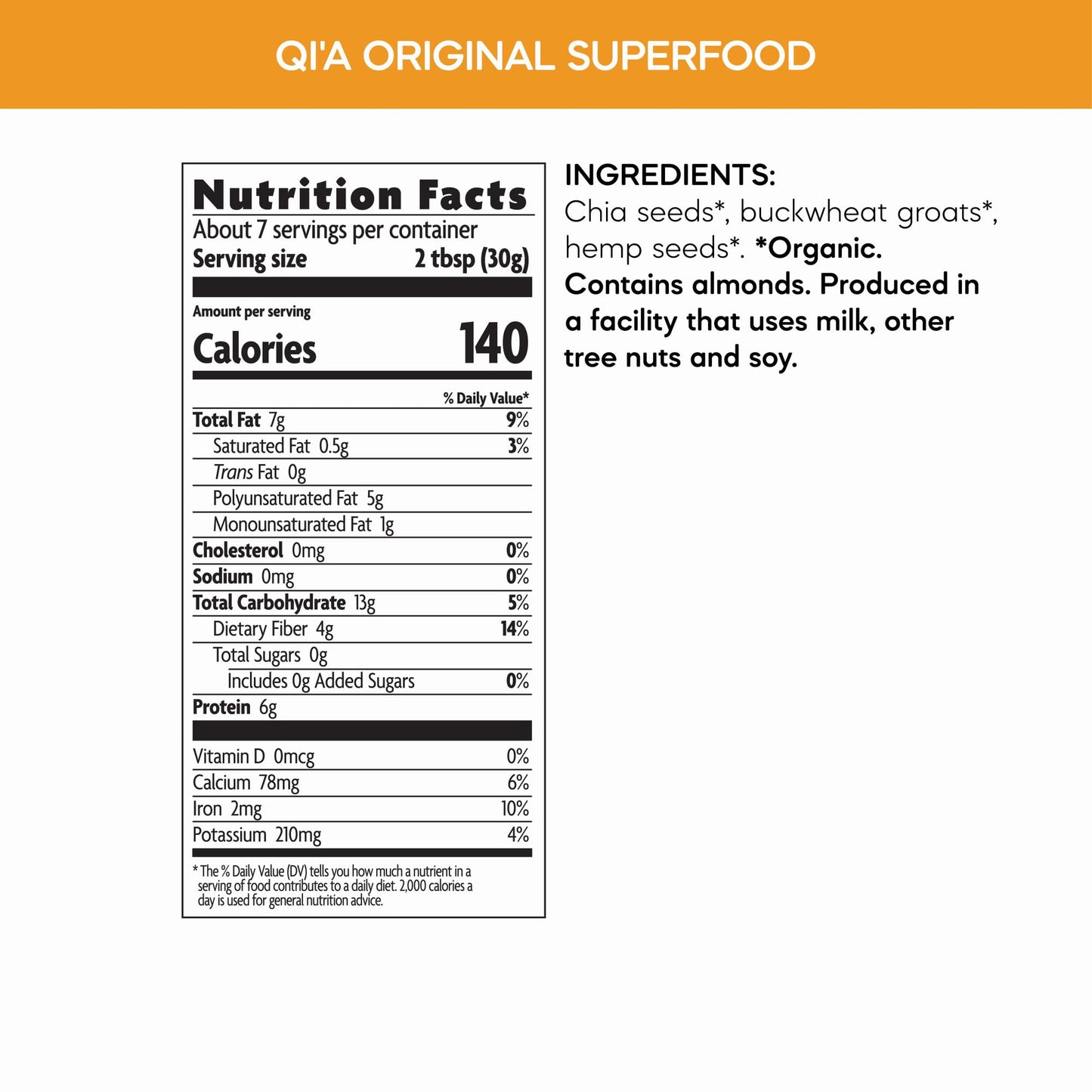 Natures Path Organic Qia Original Chia, Buckwheat & Hemp Superfood Breakfast Topper Cereal, 7.9 oz (Pack of 1), Gluten Free, N