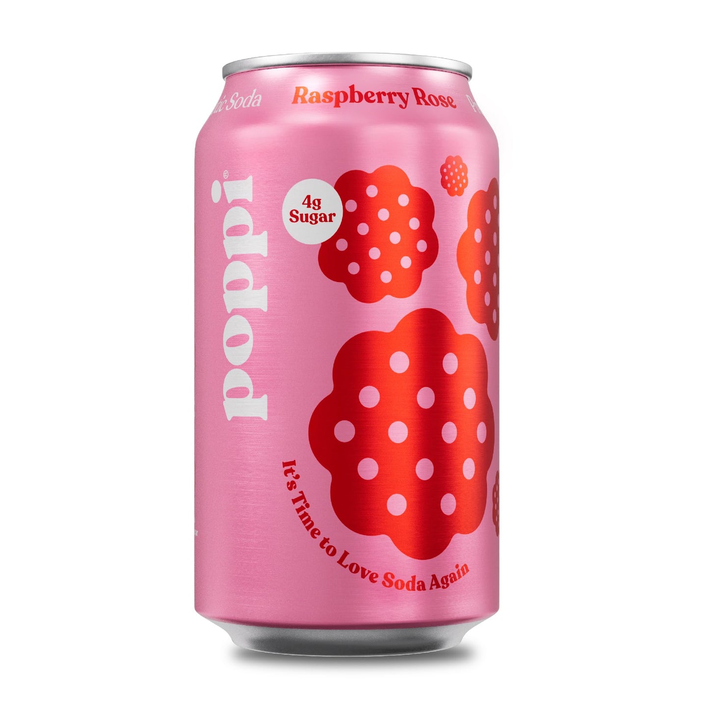 Poppi Sparkling Prebiotic Soda with Apple Cider Vinegar, Raspberry Rose Flavor, 12 Fl Oz, Pack of 12, Model 1-125