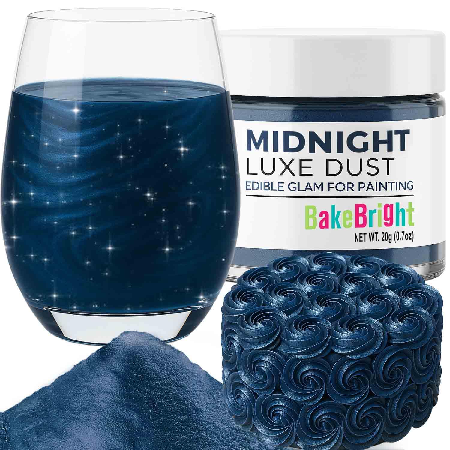 Bulk (20G) Navy Blue Luster Dust Edible Glitter For Cocktails | Enhanced Edible Navy Blue Luster Dust For Cake Decorations - Edible Glitter For Drinks Cupcakes Cookies Cakes Food Discomfort-Reducingt