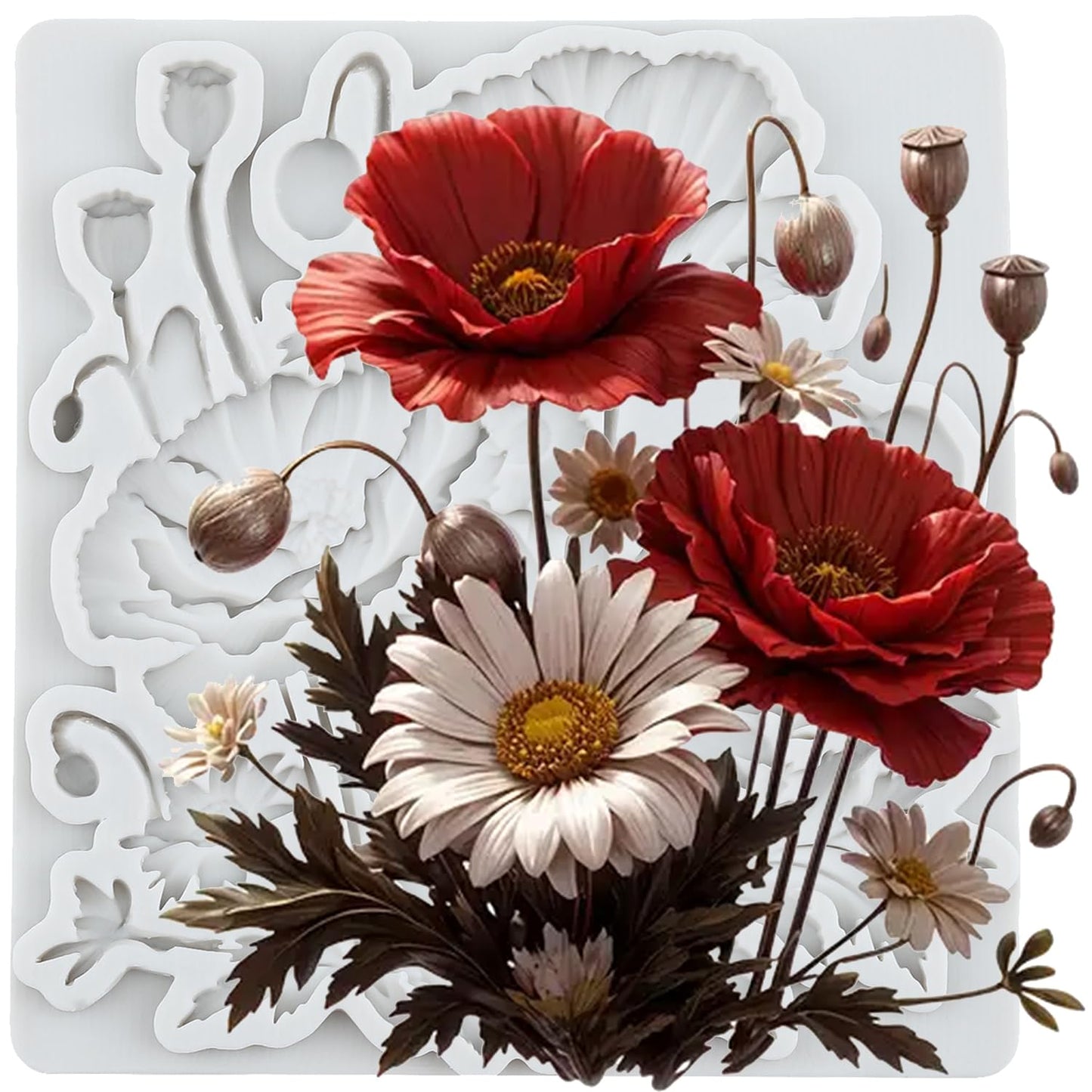 Lingzhi Chrysanthemum Flower Fondant Mold Daisy Flower Silicone Molds For Cake Decoration Cupcake Topper Chocolate Candy Sugar Gum Paste Polymer Clay