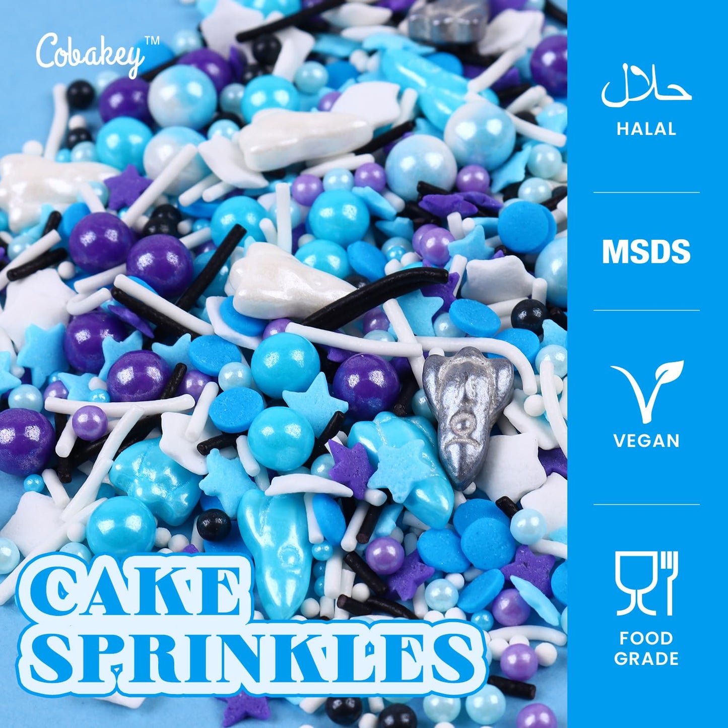 Cobakey Galaxy Star Sprinkles - Pearl Sugar Mix for Cake Decorating, Cupcake Toppers, Ice Cream & Cookie Decorations, 4.23oz