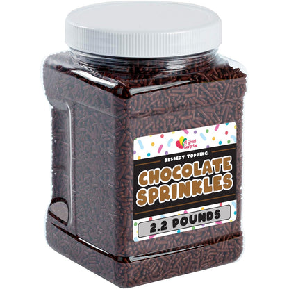 A Great Surprise Chocolate Sprinkles - 2.2 Pounds - Chocolate Jimmies for Ice Cream - Toppings for Baking, Cake Decorating, Cook
