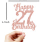 Veegood 27th Birthday Cake Topper - Rose Gold Glitter, Happy 27th Design