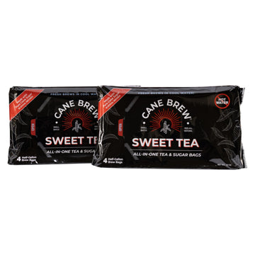 Cane Brew Sweet Tea - Southern Black Iced Teas  Family Size - No Boil  Zero Mess - Cold Brew for Home  Camping  RV  or Travel  8 Half Gallon Bags
