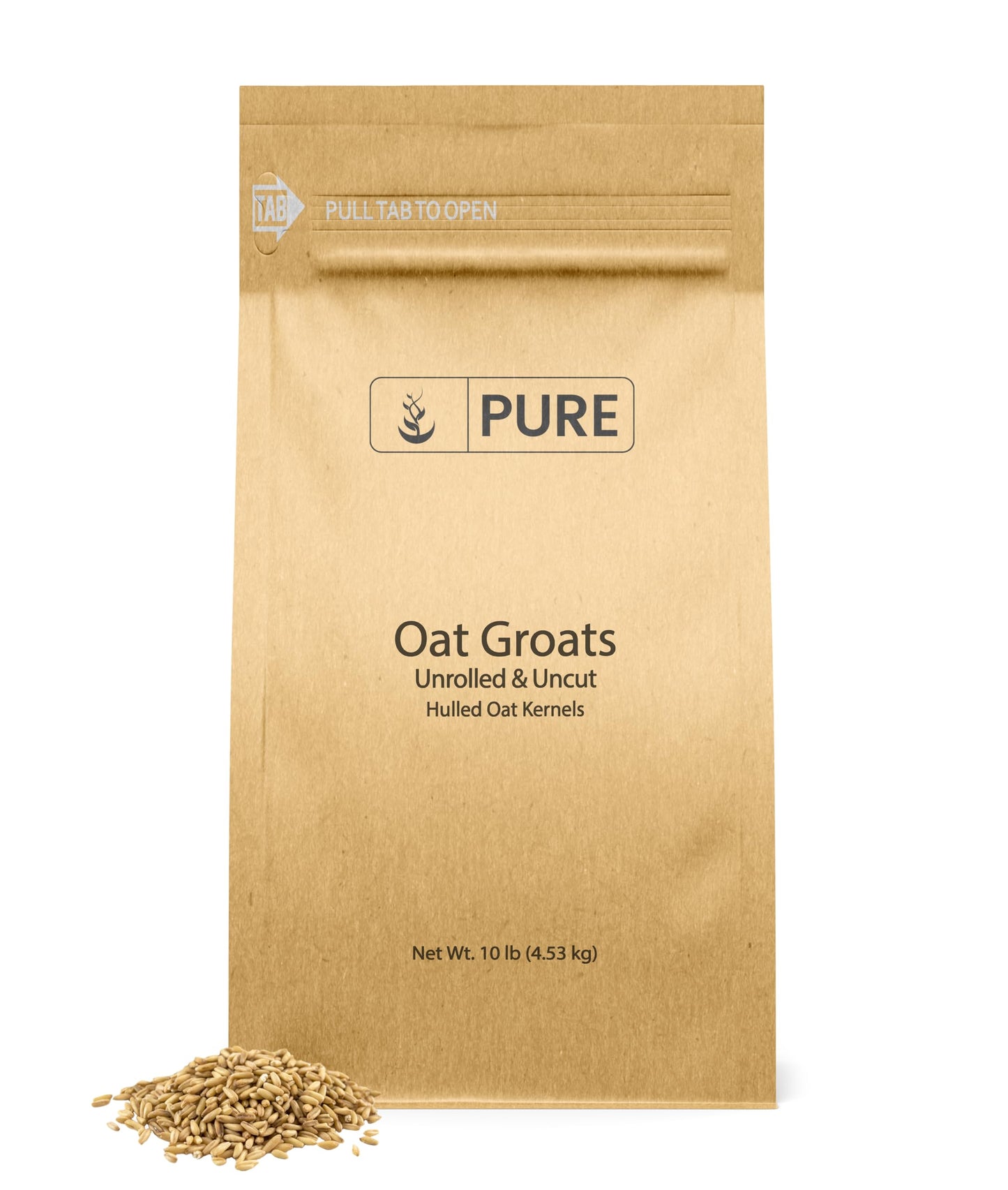 PURE ORIGINAL INGREDIENTS Oat Groats (10 Pound), Whole, Uncut & Hulless, High in Protein, Oat Kernels
