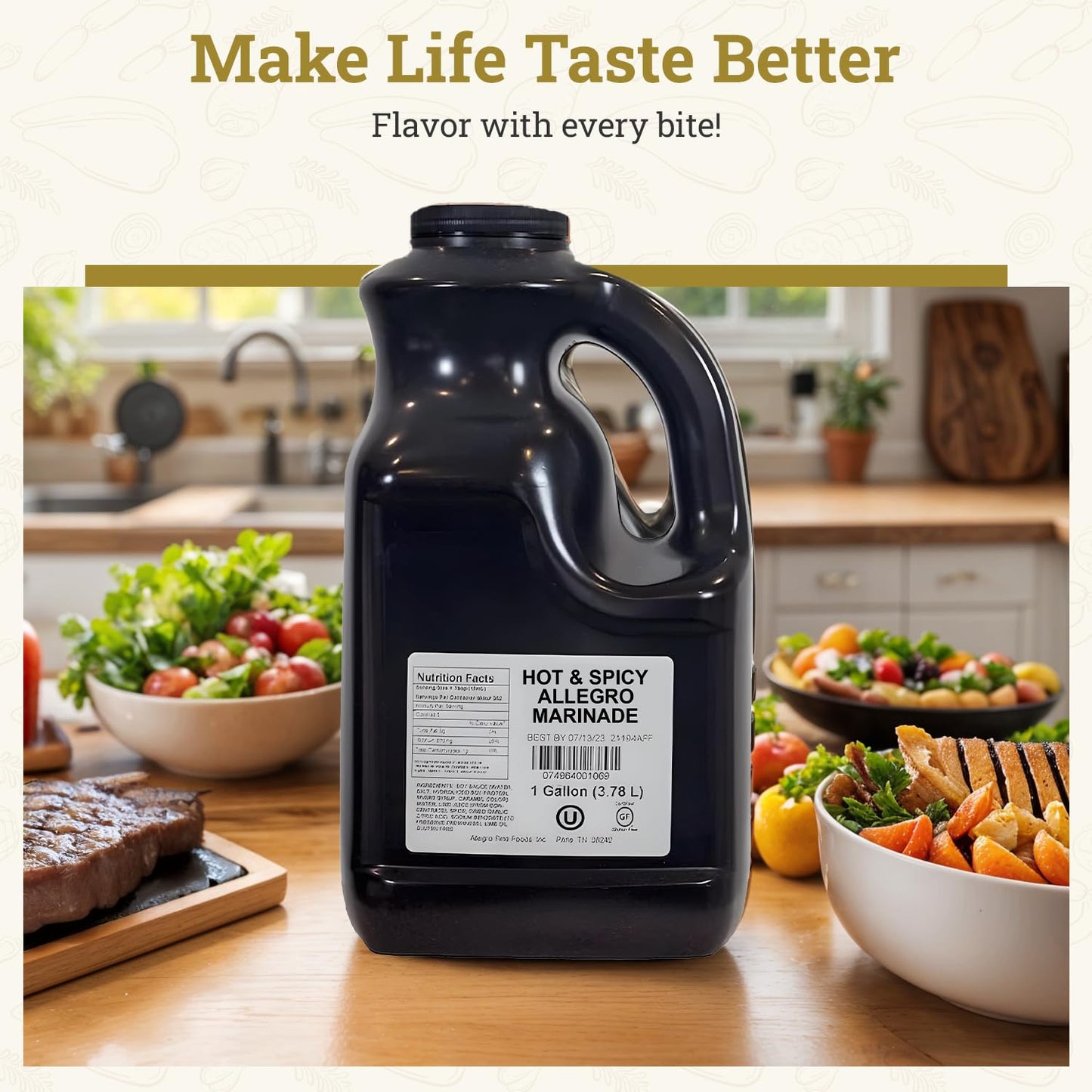 ALLEGRO - The Marinate Everything Marinades - Hot & Spicy 1 Gallon (128 oz), Pack of 1