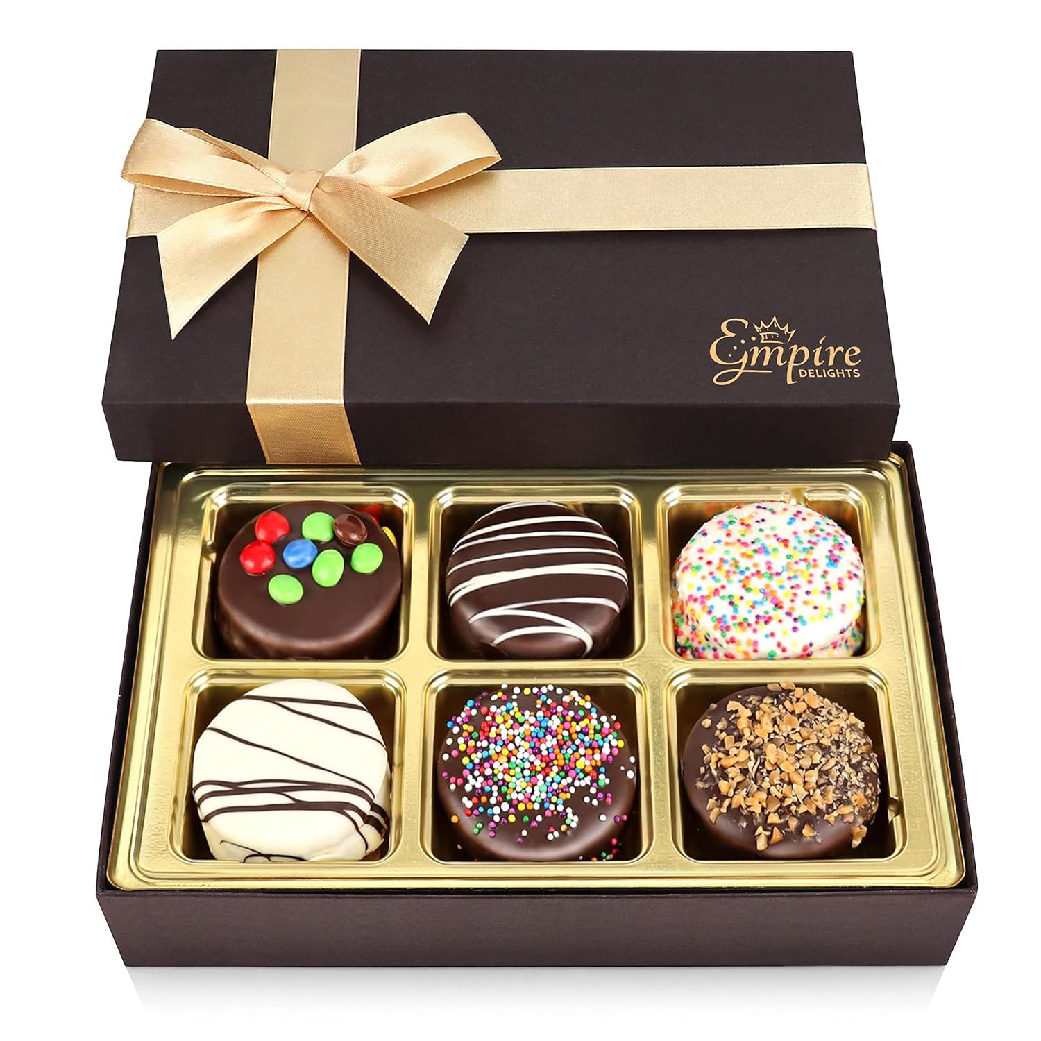 Empire Delights Gourmet Cookies Gift Basket - Chocolate Covered Cookies - 6 Count