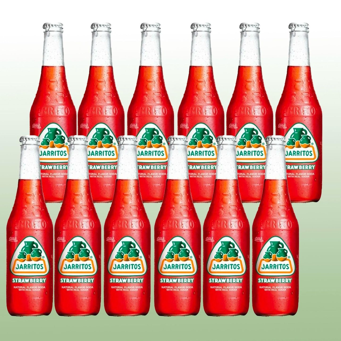 Jarritos Strawberry Mexican Soft Soda Drink, 12 Fl Oz Glass Bottles, 12 Pack