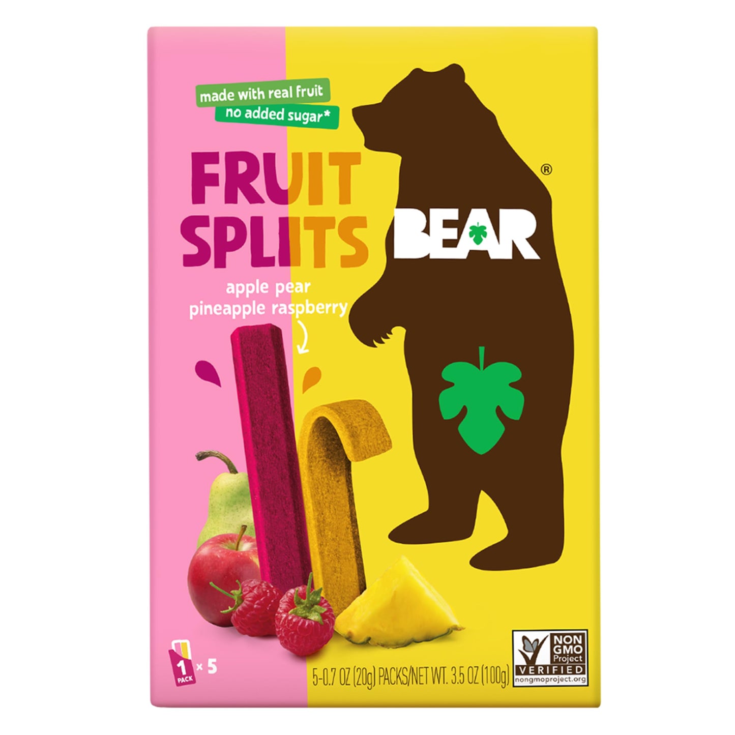 BEAR Raspberry & Pineapple Fruit Splits, 3.5 OZ