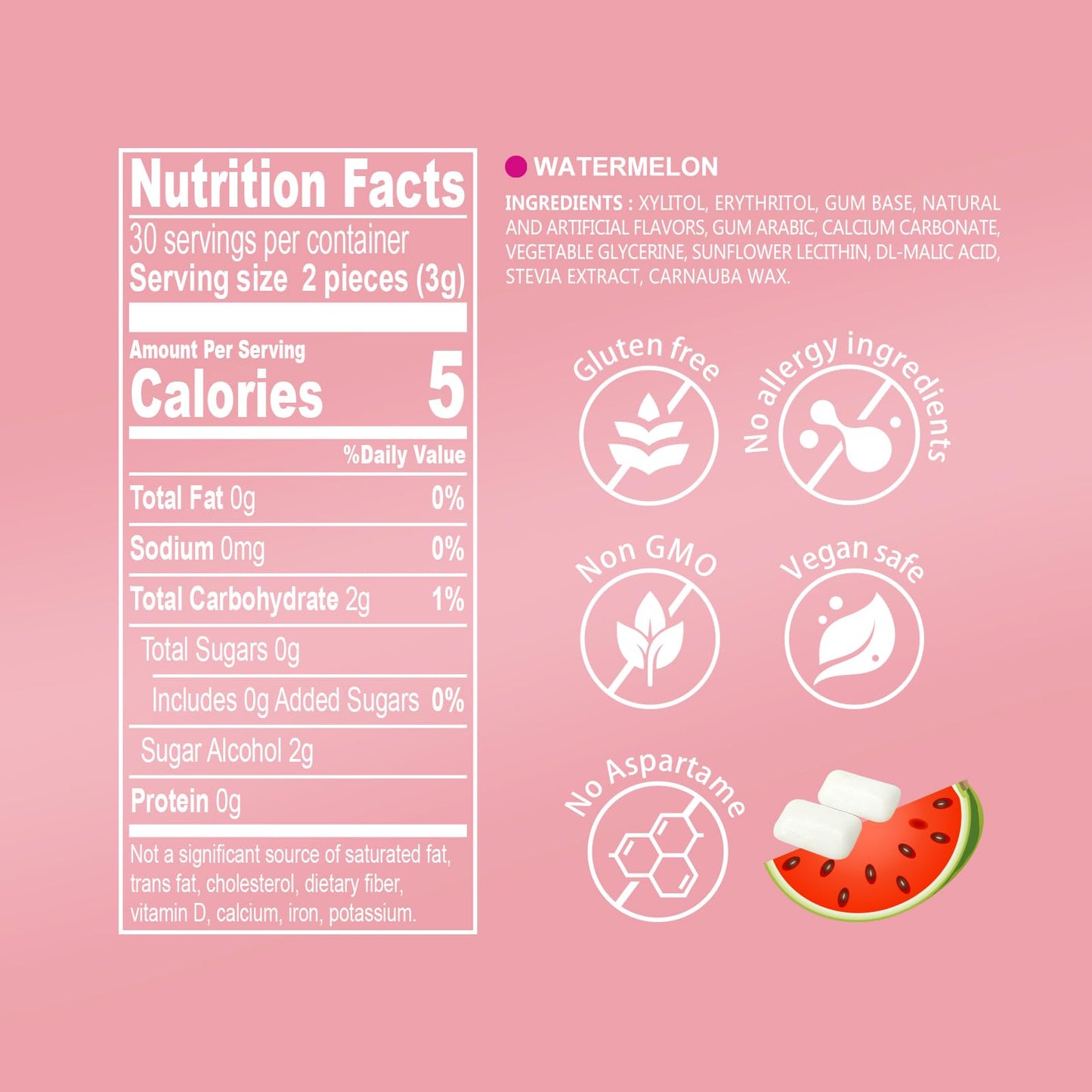 DC24 DAILY CARE Sugar Free Xylitol Chewing Gum, Watermelon Flavor, 150 Count (Pack of 1)