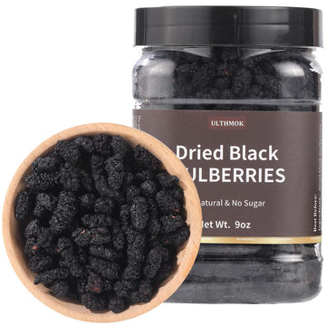 Top Grade Premium Dried Black Mulberries 9 Oz/254G,Big & Delicious,Hand Picked ????.No Sugar Added & No Additives.