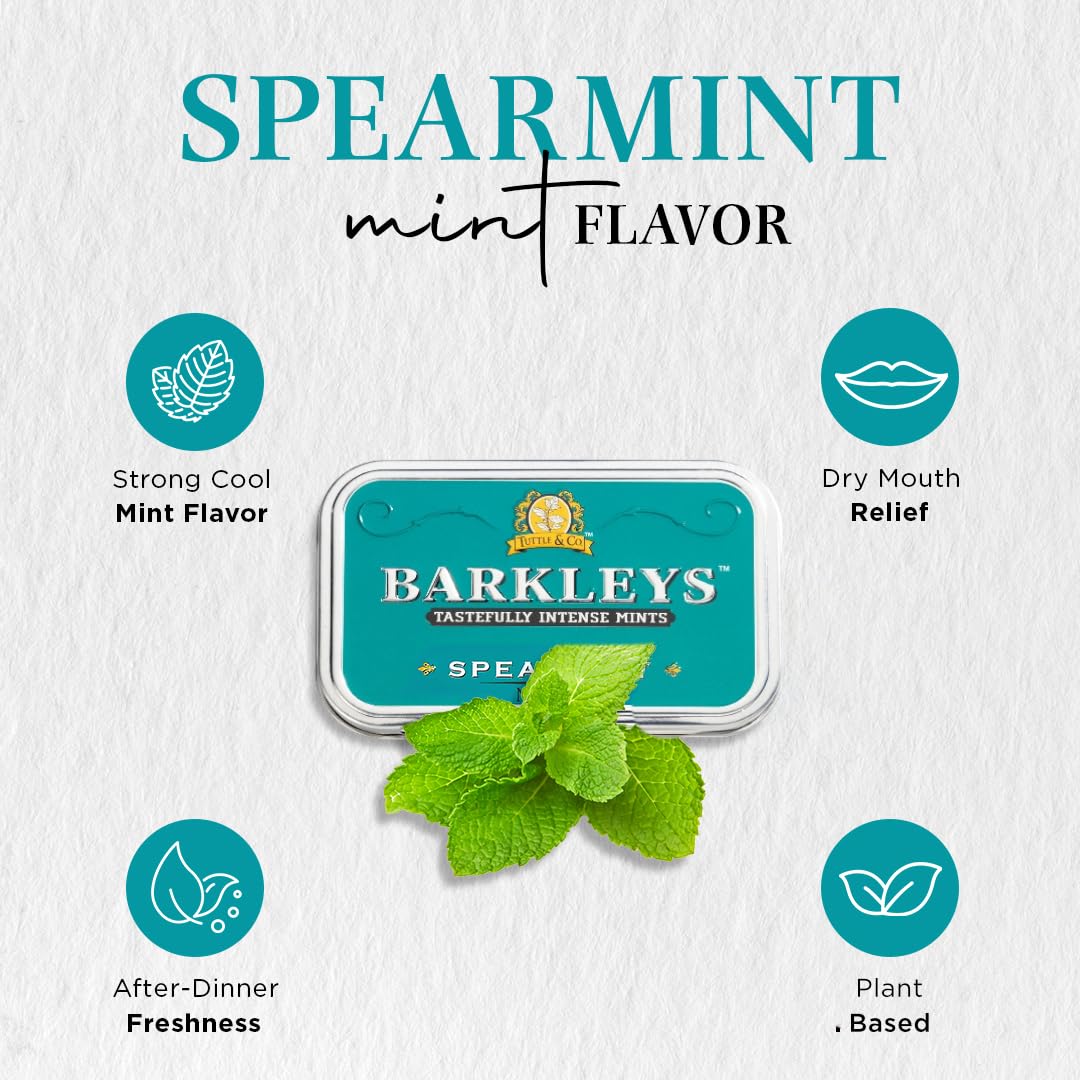 Barkleys Spearmint Breath Mints - Vegan Cool Mint Candy - 6 Pack - 50 Count Each
