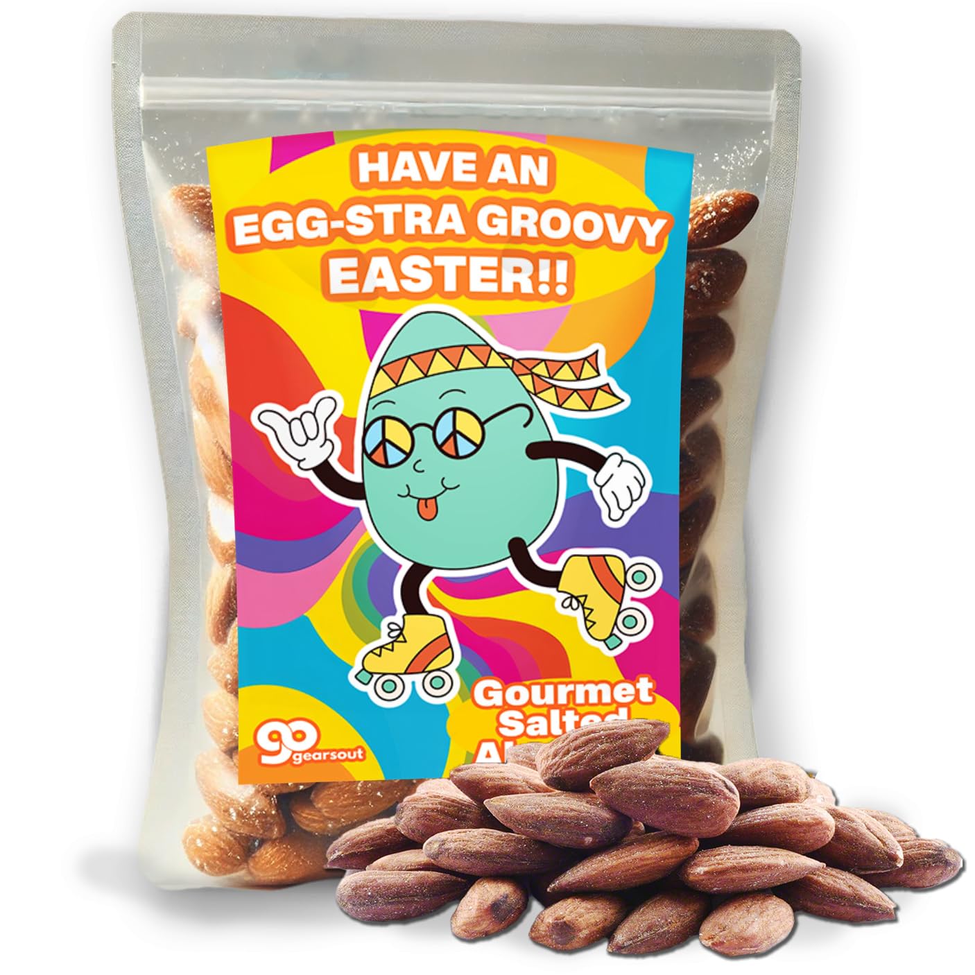 Egg-stra Groovy Easter Almonds Retro Gift Basket Ideas Snacks for Nut Lovers Gifts Hippy Hippies Peace Cool Sugar-free Kids Snac