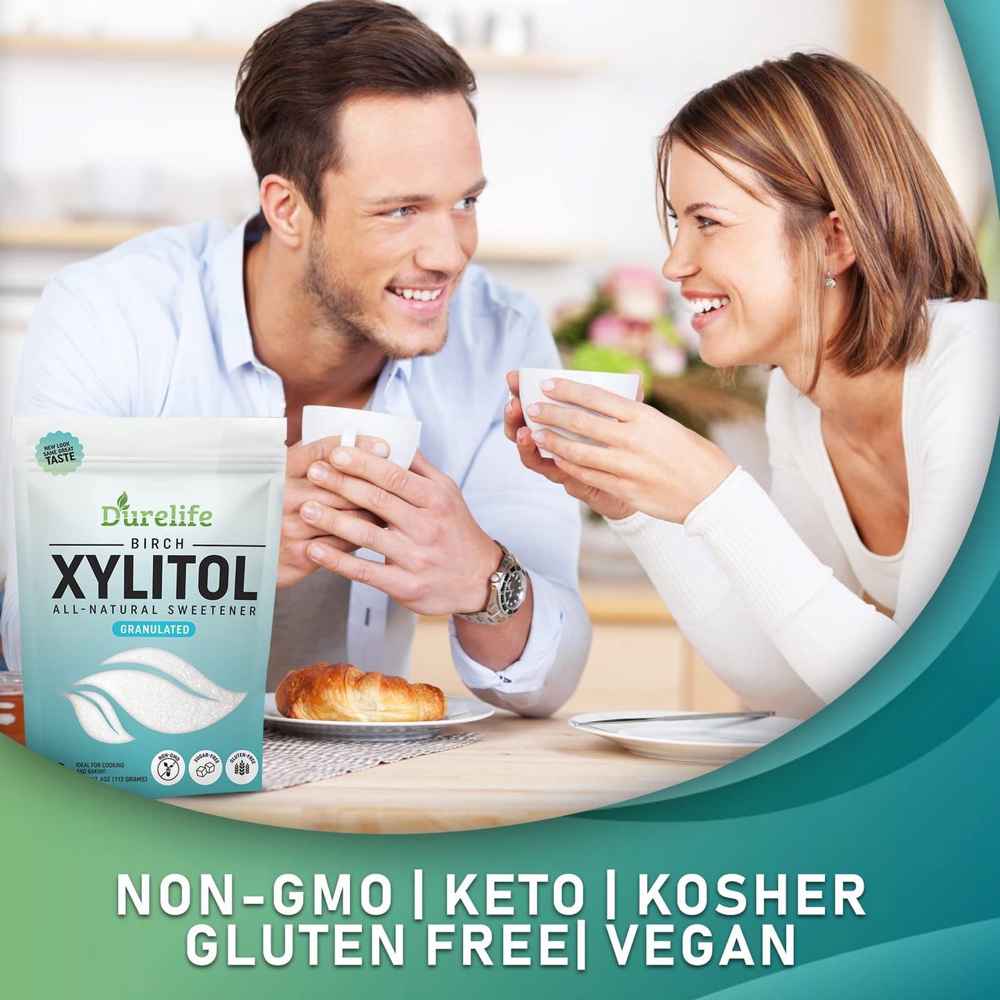 DureLife Xylitol Sugar Substitute, 100% Pure Birch, Non-GMO, Gluten-Free, 4 Ounce Sample Size
