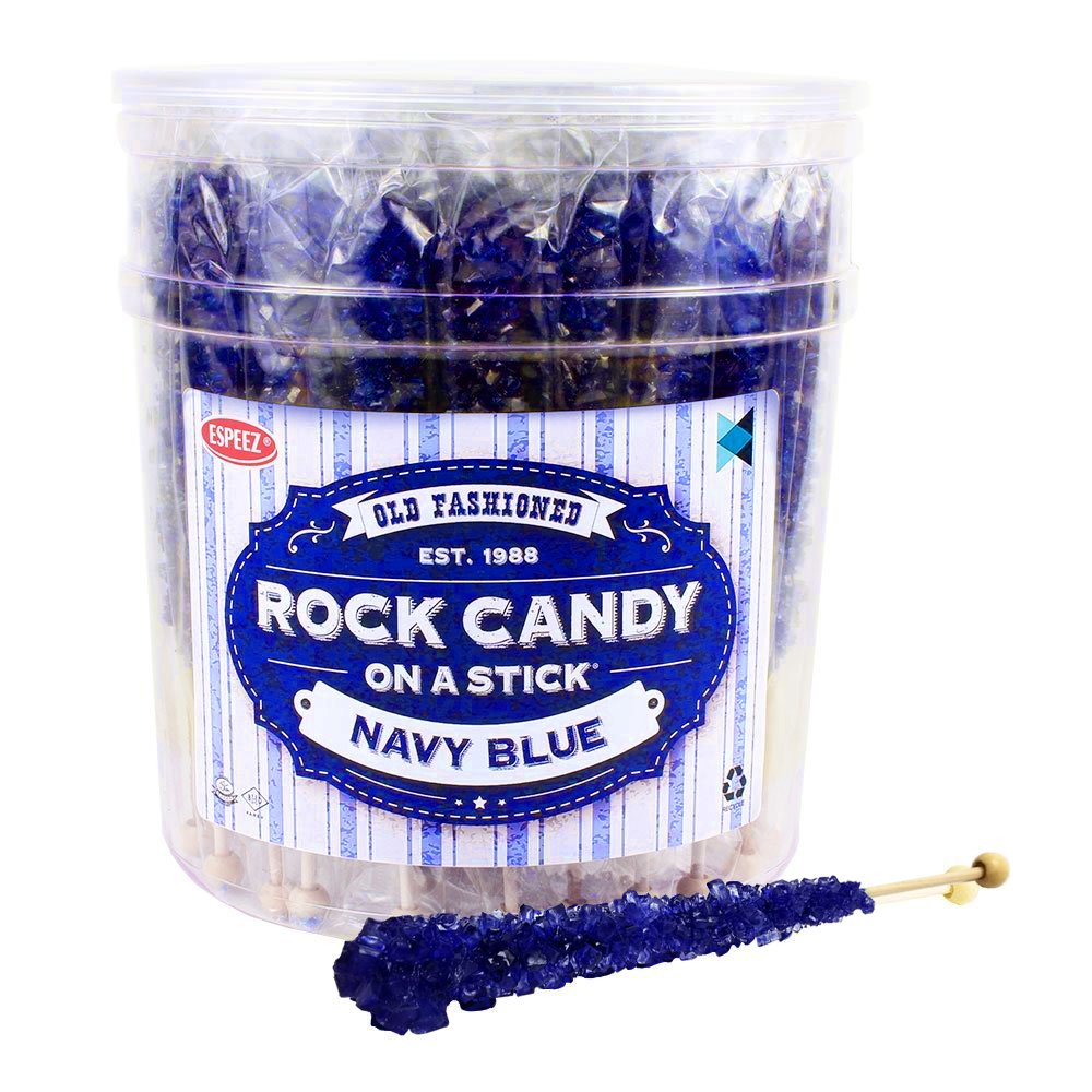 Espeez Extra Large Rock Candy Sticks, 36 Count, Navy Blue, Blueberry, Individually Wrapped for Parties and Events