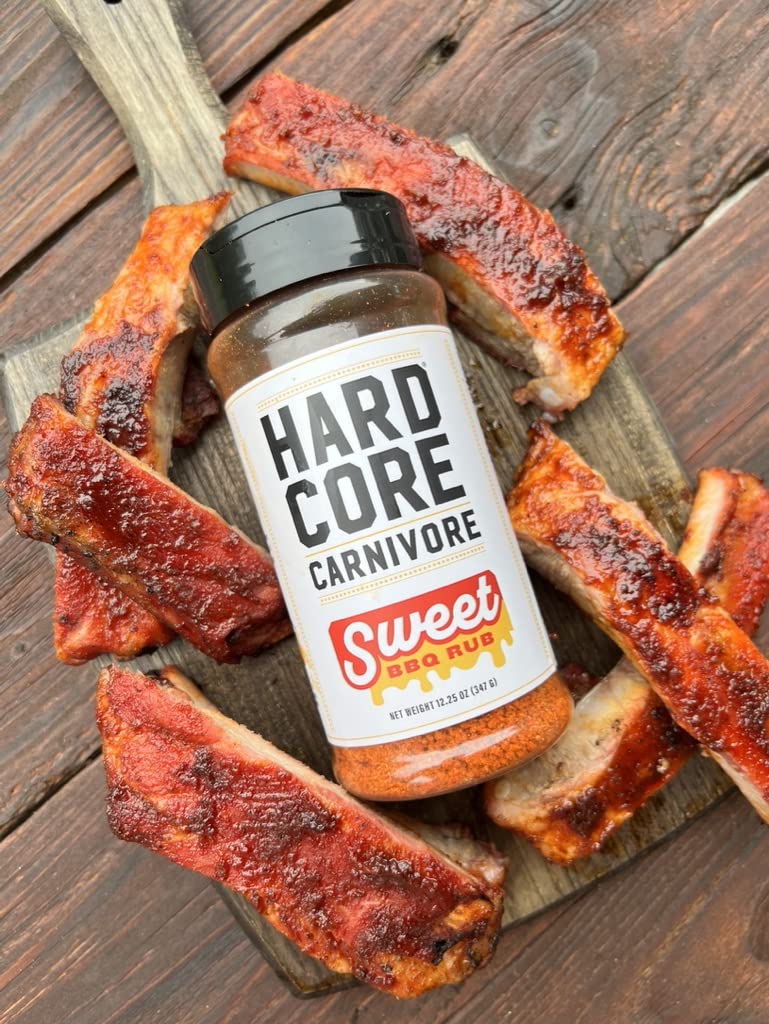 Hardcore Carnivore Sweet BBQ Seasoning - 12.25 oz Shaker - Texas-Made Bold, Sweet BBQ Rub for Ribs, Pork, Chicken and More