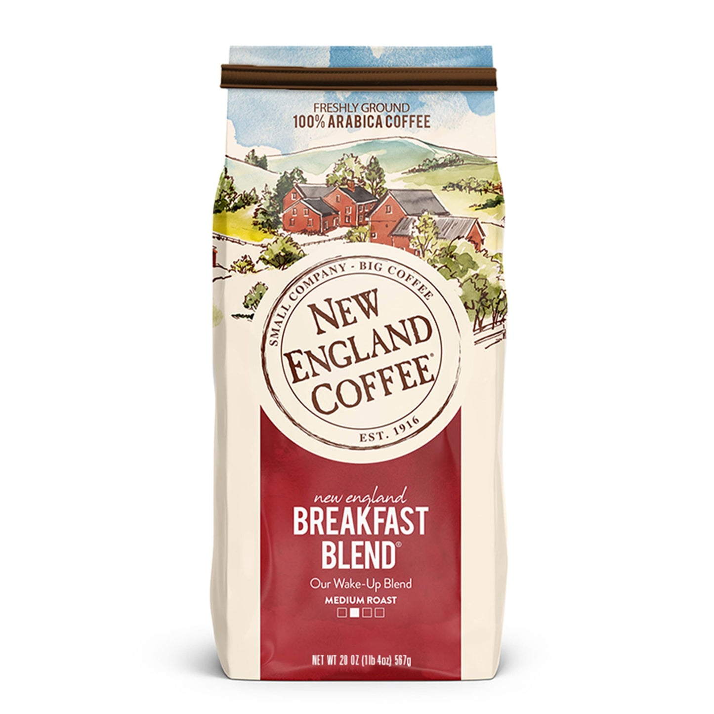 New England Coffee Breakfast Blend Medium Roast Ground Coffee  20Oz Bag (Pack Of 4)