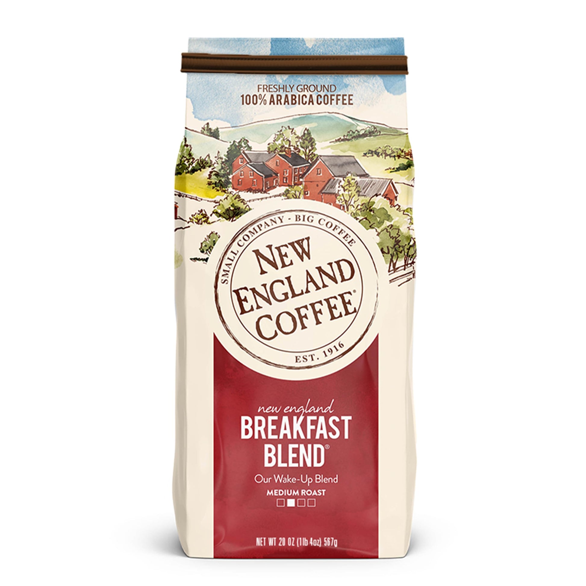 New England Coffee Breakfast Blend Medium Roast Ground Coffee  20Oz Bag (Pack Of 4)