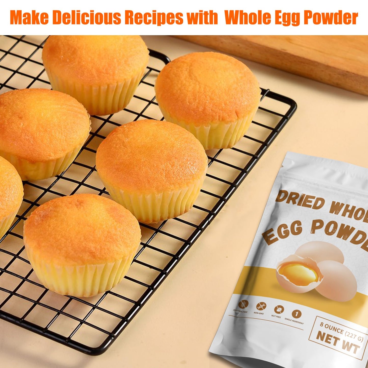 Nutrabloom Whole Egg Powder, Pure Natural Gluten Free Versatile Single Ingredient Nutrient-Rich Whole Egg Powder 8 Ounce For Bak