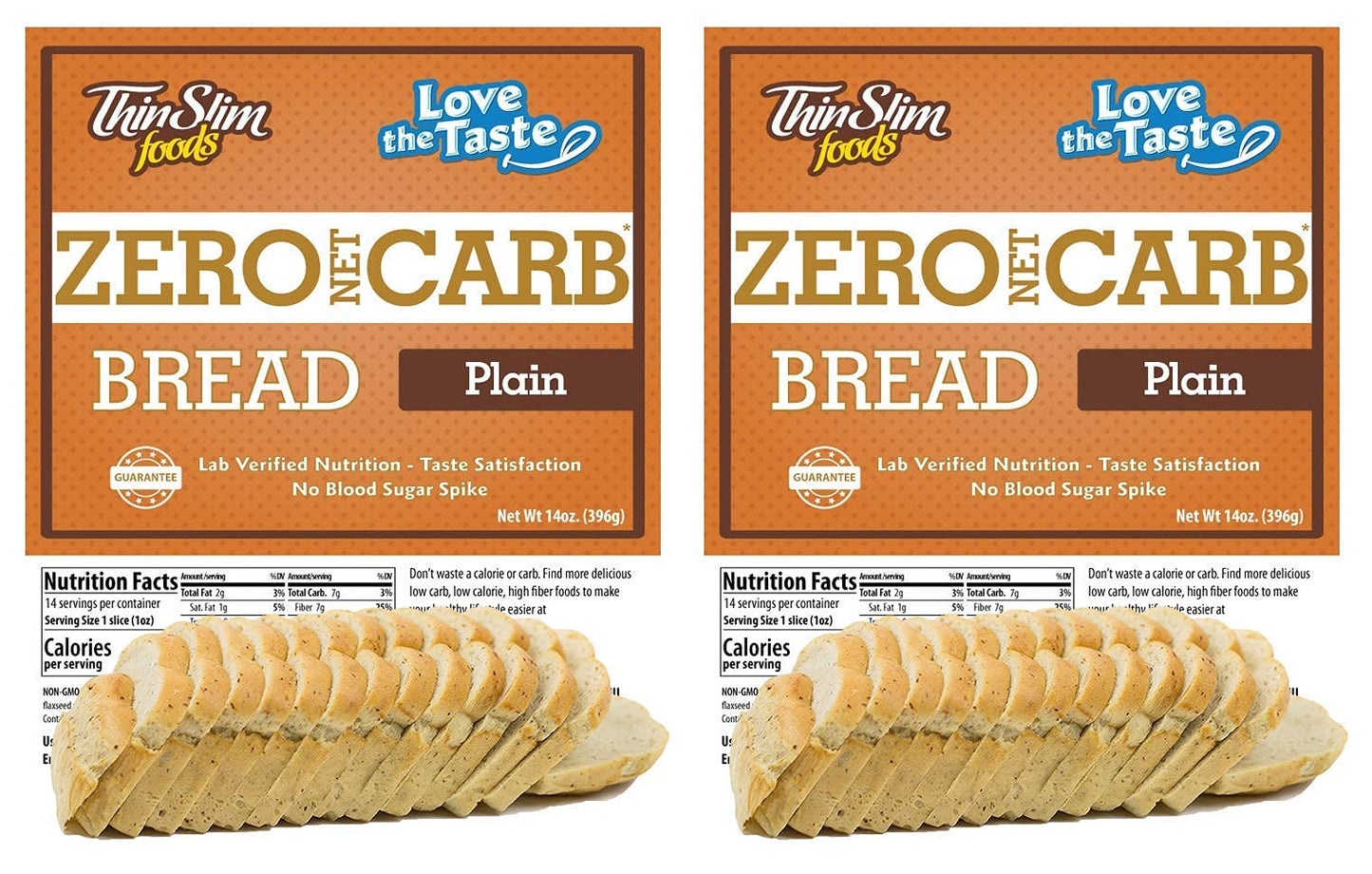 Thinslim Foods Zero Net Carb Keto Bread | Low Carb Bread | Plain (Pack Of 2)